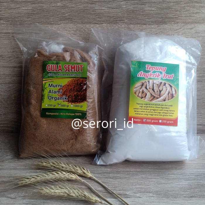 

Terlaris!! Tepung Irut/Garut/rut/Angkrik & Gula organik nira kelapa BESAR
