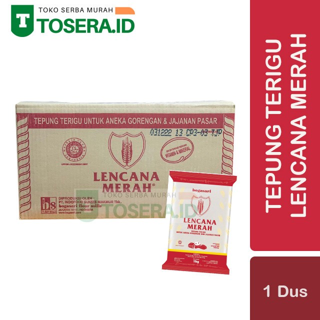 

Baru!! LENCANA MERAH Tepung Terigu Kemasan 1 Kg 1 dus