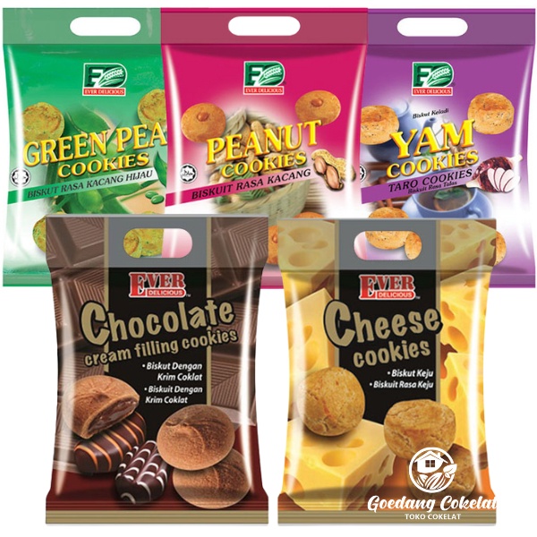 

Ever Delicious Cookies 350Gram Yam Cheese Chocolate Peanut Green Peas Cookies 350Gr