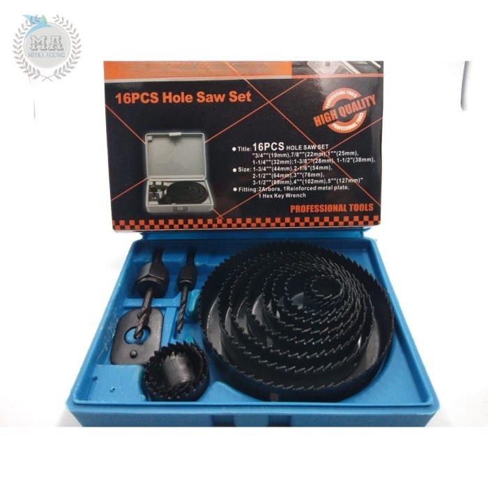 Mata Bor Kayu Bulat 16 Pcs - Hole Saw Set