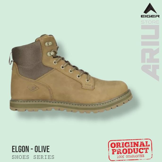 New Sepatu Boots Pria Elgon Original Shoes - Olive Stok Terbatas