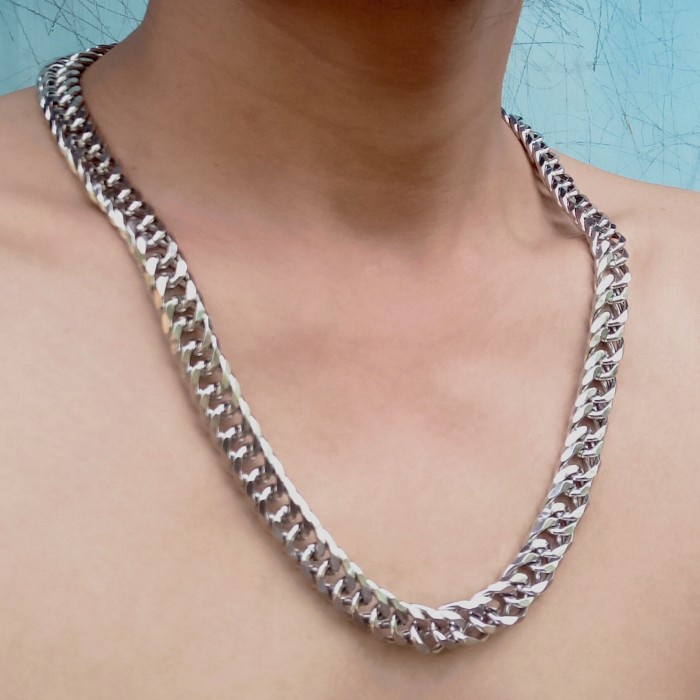 Mei Kalung Pria Titanium Rantai Keren Besar Silver Laki Laki Original