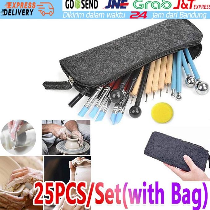 

TERLARIS 25pcs Alat Butsir Paket Clay Ukir Carving Sculpting Pottery Modeling