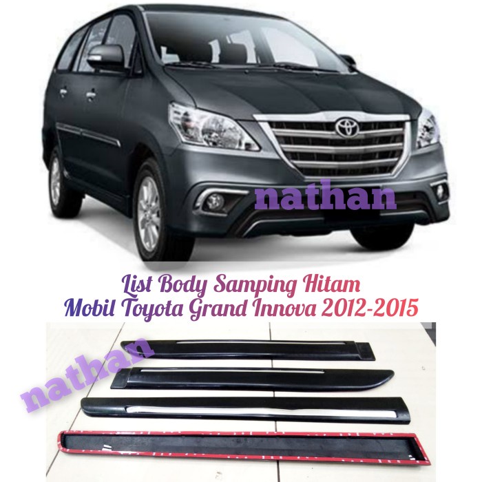 ✅Ori List Body Samping Mobil Toyota Grand Innova 2012-2015 Black Lis Chrome Diskon