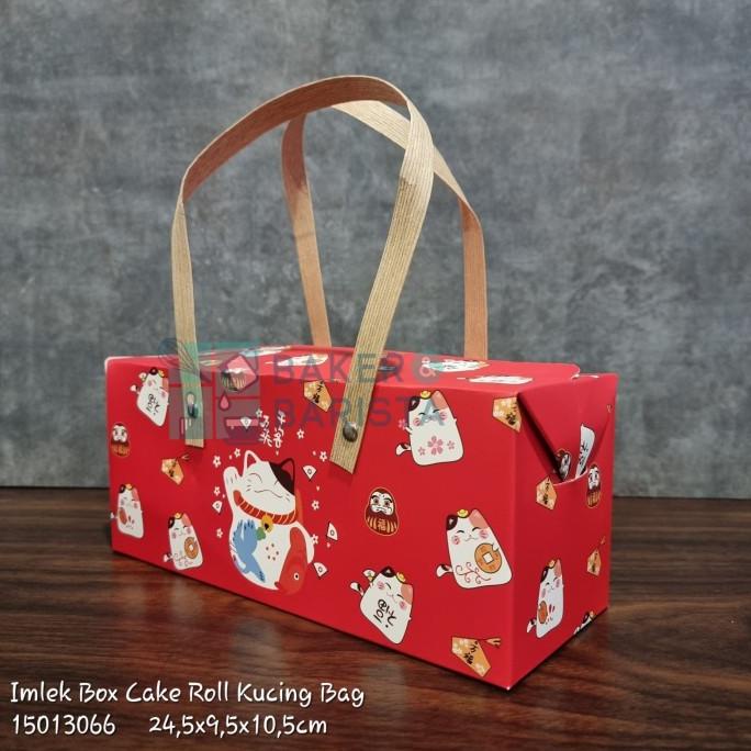 New Imlek Box Cake Roll Kucing Bag Box Kue Bolu Gulung Cny Dus Toples Kue Terbaik