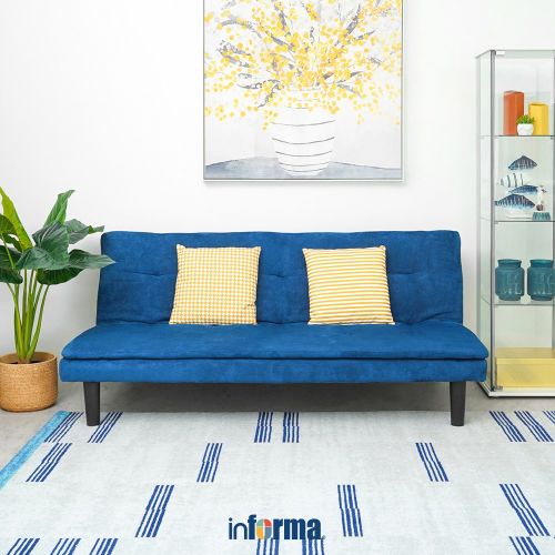 Informa  Geneva Sofa Bed Fabric - Biru Tempat Duduk Multifungsi Sofa Tidur 2 In 1 Kursi Santai Serbaguna Furniture Rumah