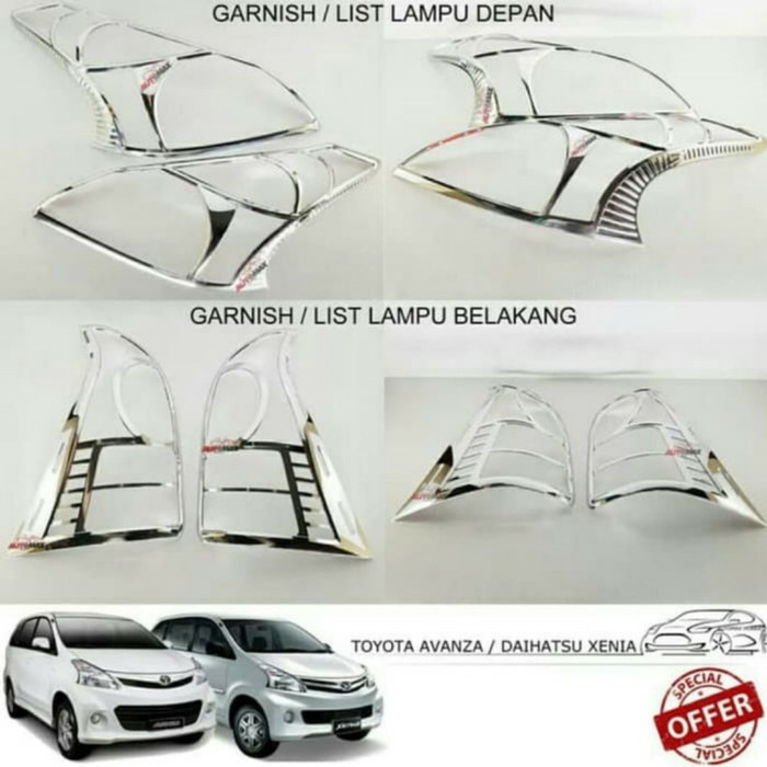 ✅Ori Paket Garnish Lampu Depan  Belakang Avanza Xenia 2012-2014 Chrome Terbatas