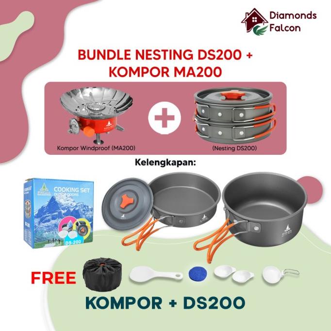 New Paket Kompor + Camping Cooking Set Alat Masak Kemping Kompor Kamping O Terbaik
