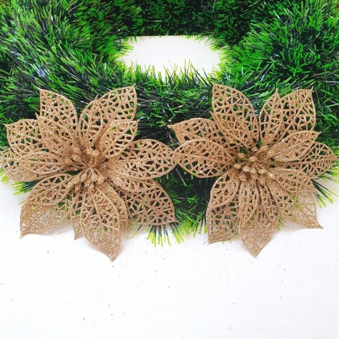 

Ready Bunga Natal Gliter 14 Cm Isi 2 Hiasan Parcel Kado Natal Murah. Kembang Limited Edition