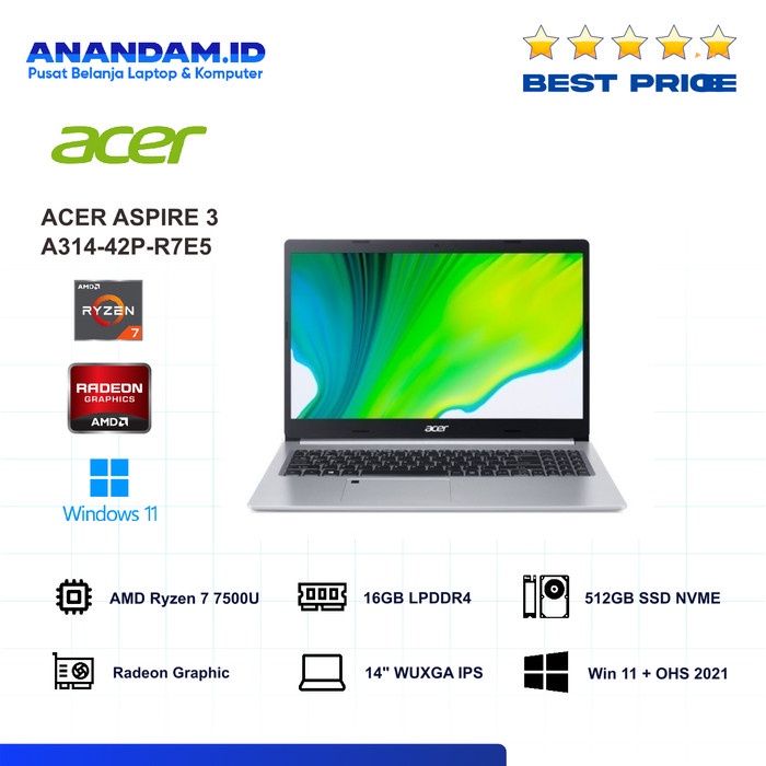 ACER ASPIRE 3 A314-42P-R7E5 - R7 5700U 16GB