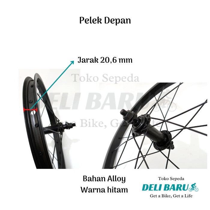 Pelek Jadi Wheelset Ukuran 16 Velg Alloy Hitam Sepeda Anak Mini Lipat Best