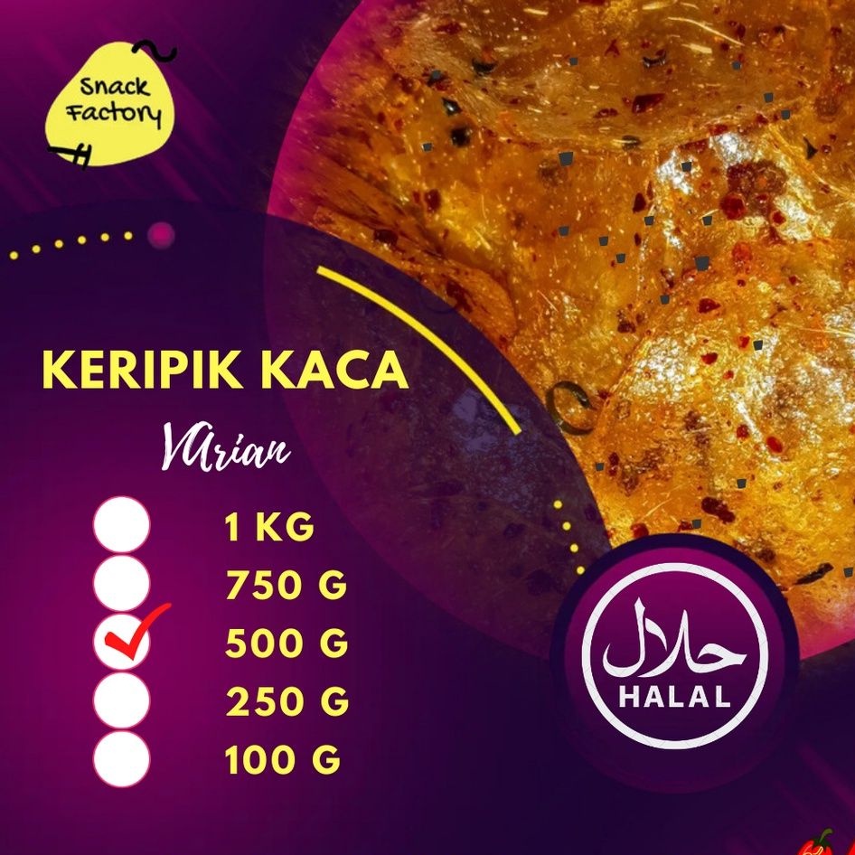 

Keripik Kaca 500Gram / Kripca / Pikca Pedas Daun Jeruk / Keripik Beling