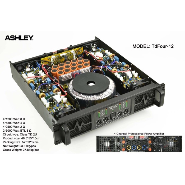 POWER AMPLIFIER ASHLEY TDFOUR12 TD FOUR 12 TDFOUR 12 CLASS TD