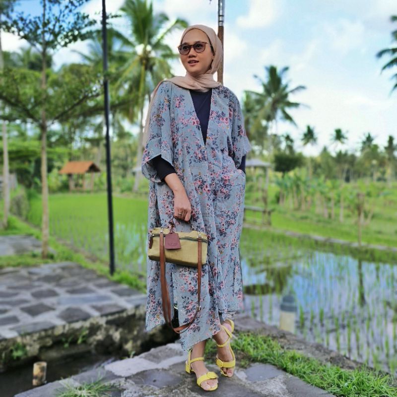 pakaian luaran wanita cardigan panjang big size motif danali long outer jumbo