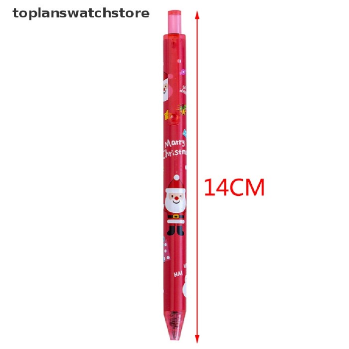 

New Topl 1 / 6Pcs Pulpen Gel 0.5Mm Tinta Hitam Retractable Motif Natal Limited Stock