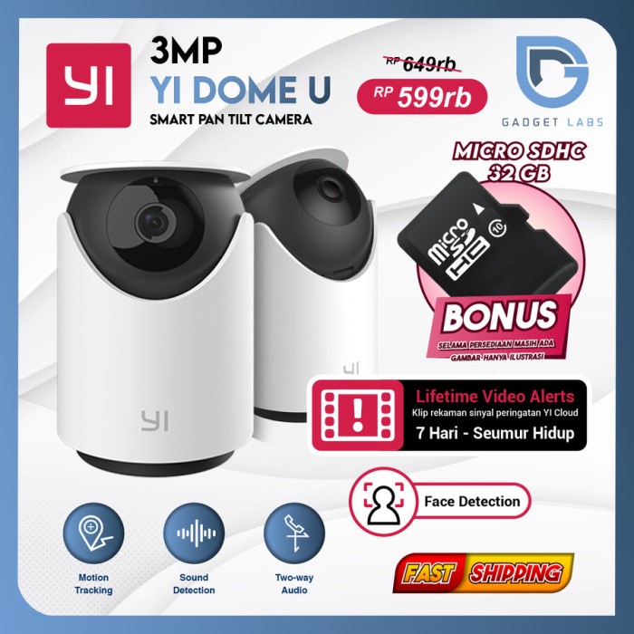 Termurah Yi Dome U Cctv 1080P Bundle Memory Card 64 Gb
