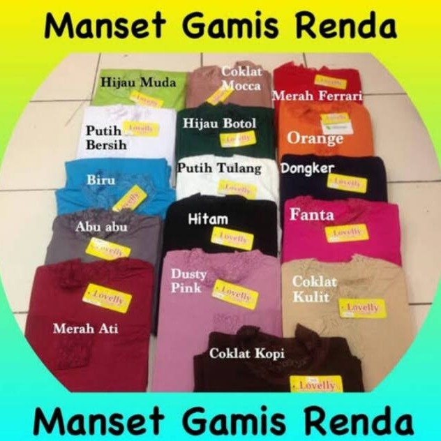 Manset Gamis Renda Bahan Kaos Premium.