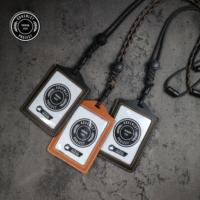 

Lanyard Id Card Name Tag Holder Kulit Tali Paracord Snaphook Premium