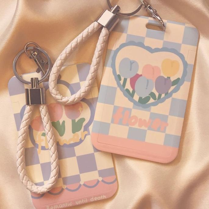 

Photocard ID Card Holder Cute Pastel Flower dan Gantungan