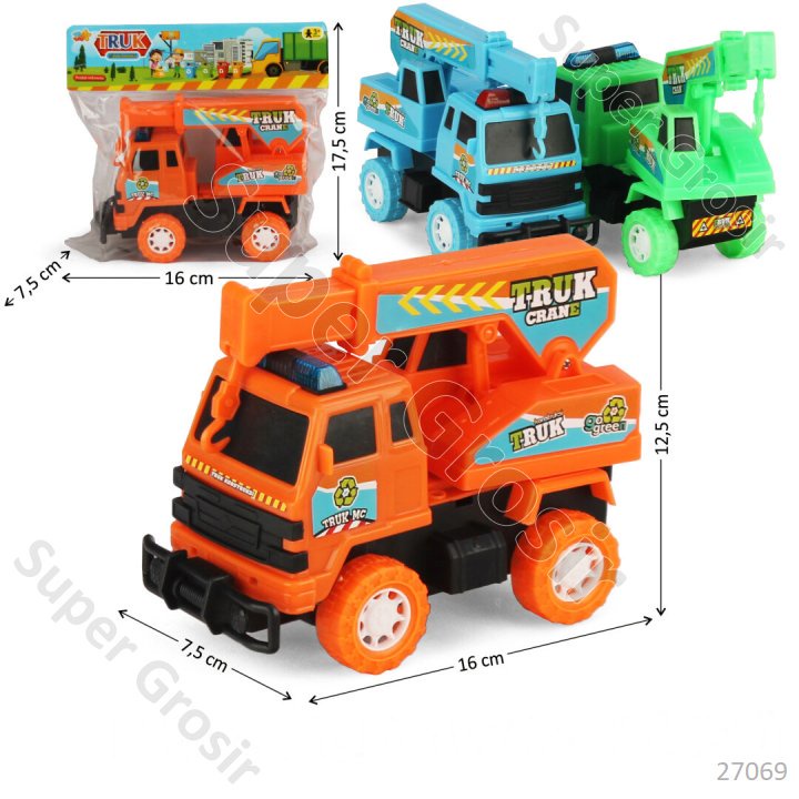 Mainan Anak Mainan Kendaraan Konstruksi Truk Crane Roda Warna F/W Truk
