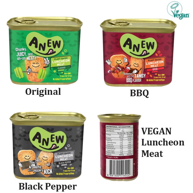 

Anew Plant Based Luncheon Meat 340g Vegan Original BBQ Black Pepper
