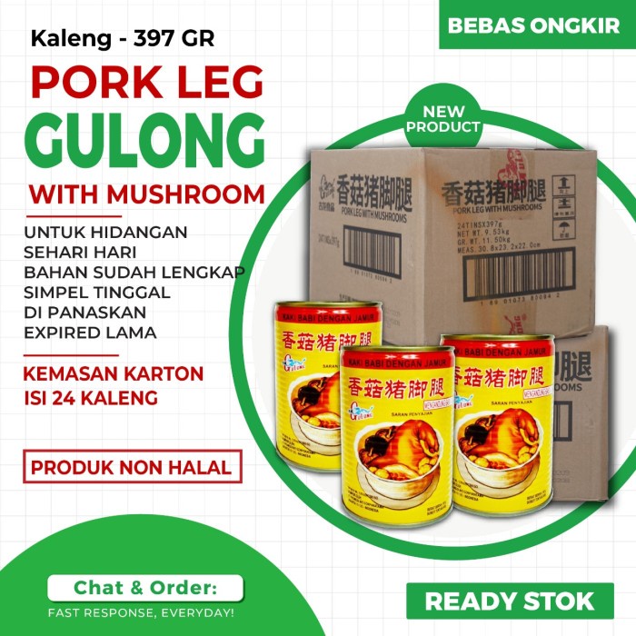 

Gulong Pork Leg with Mushroom / Kaki babi kaleng 397 gr kartonan