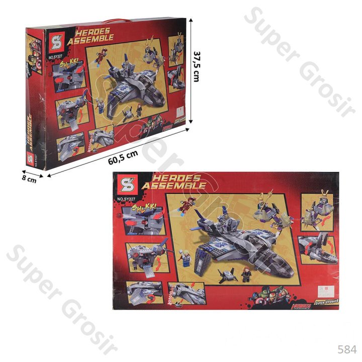 Mainan Anak Block Mini Pesawat + Figure Karakter Mirip Avengers SYblock Heroes Assemble Box