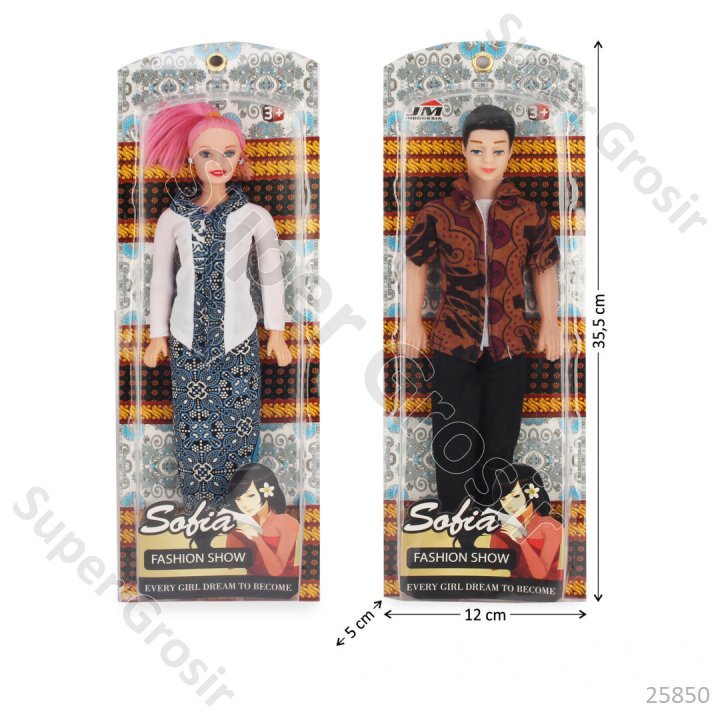 Mainan Anak Boneka Skala Barbie Body Kosong Baju / Kebaya Batik Sofia Fashion Show 2 Model Cowok / C