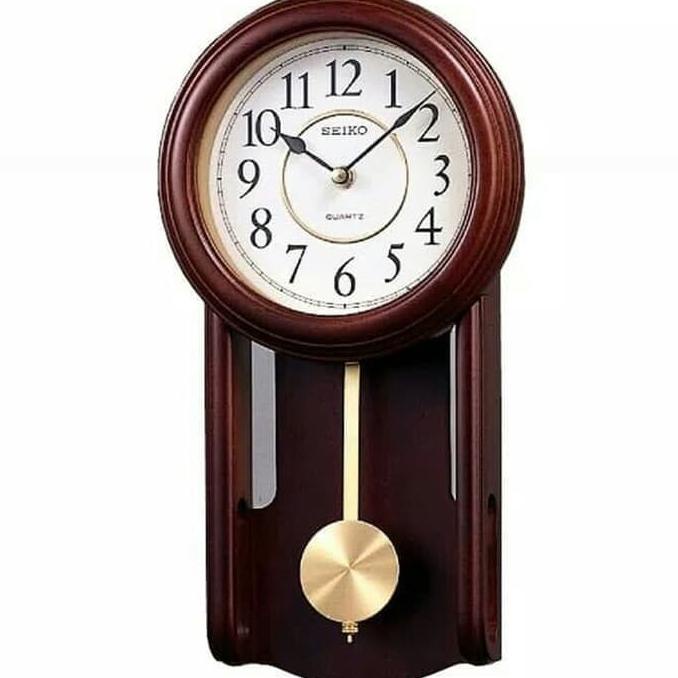 Jam Dinding SEIKO Kayu Bandul Japan QXC105B QXC105 Brown Original
