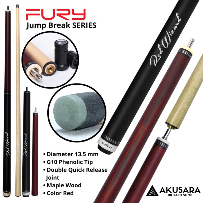 Termurah Stik Jump Break Fury Tempest Jb Cue Red Wizard Stik Billiard