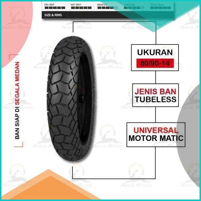 Ban CORSA 80/90-14 CROSS S Platinum Ban Luar Motor Matic Tubeles Type