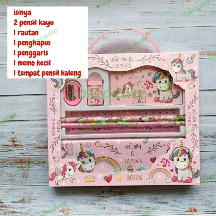 

SALE study studi set tempat pensil karakter unicorn kuda sayap terbang Termurah