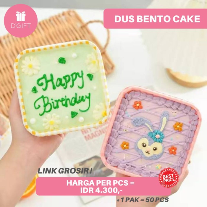 Promo Grosir-Dus Kue Korean Bento Cake Box Pudding Dessert Box Lunch Box