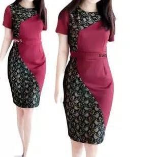 Dress Wanita / Dress Pesta / Ella Dress / Bahan Scuba + Brukat Import Limited Edition