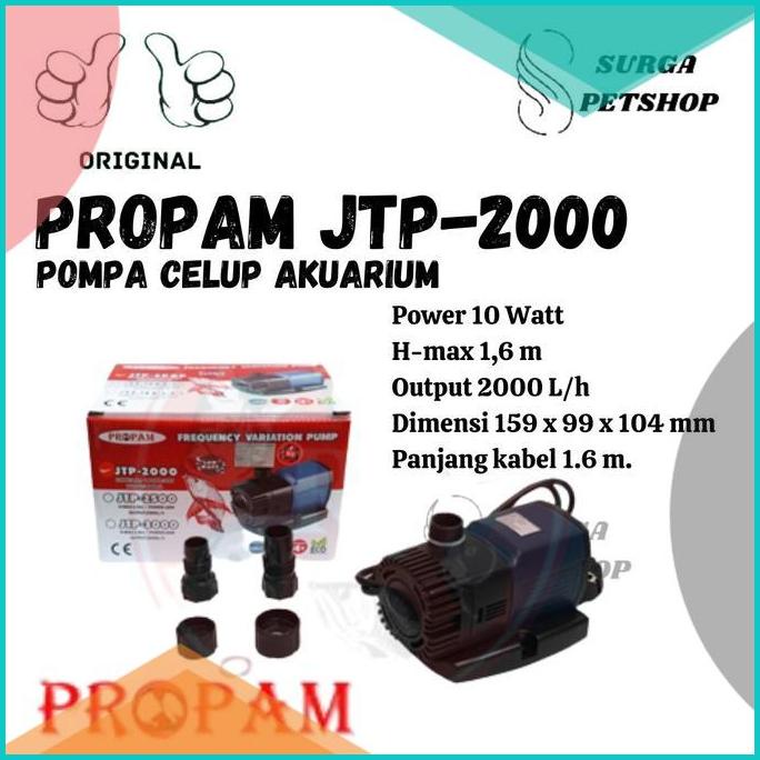 PROPAM JTP 2000 POMPA AIR CELUP AKUARIUM KOLAM IKAN WATER PUMP JTP2000