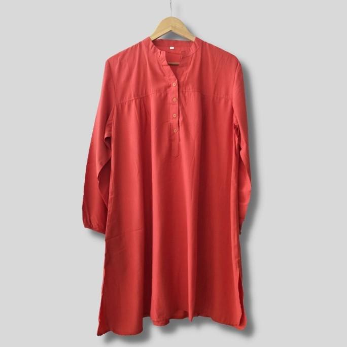 Tunik Polos Viscose Orange Bata Berkualitas