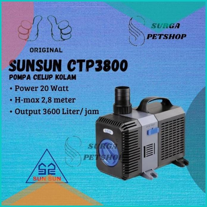 SUNSUN CTP 3800 Pompa Celup Kolam Aquarium 3600 Liter Rendah Daya ORI