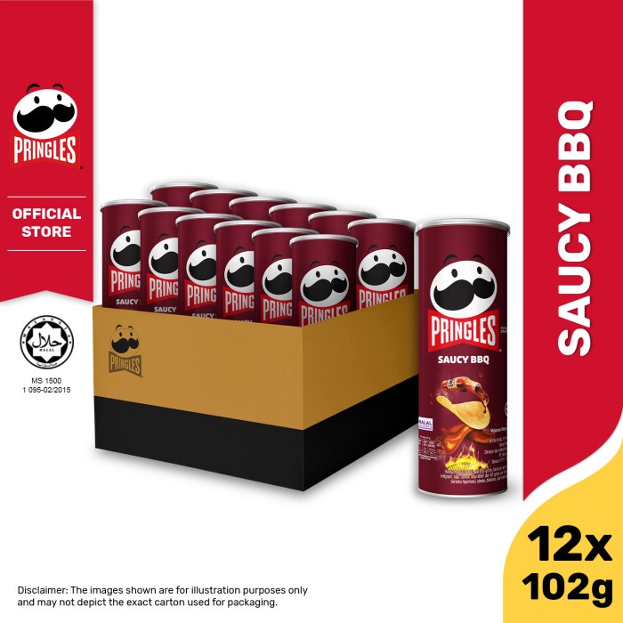 

Keripik - [Carton Deals] Pringles Saucy Bbq 102Gr Keripik (12 Pcs)