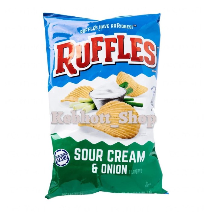 

Keripik - Ruffles Sour Cream And Onion Potato Chips 184.2Gr Keripik Kentang