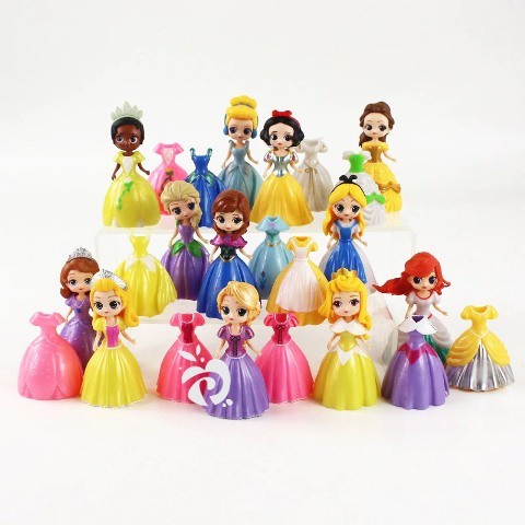 Princess Frozen Sofia Ganti Baju 12 Dress 24 Mainan Figure Set Fg711