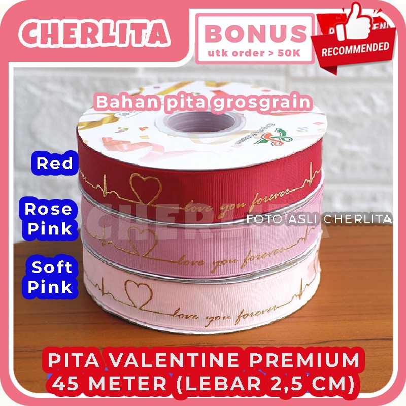 

Pita Valentine 45 Meter I Love You Hampers Kasih Sayang Pink Red Cinta Grosgrain