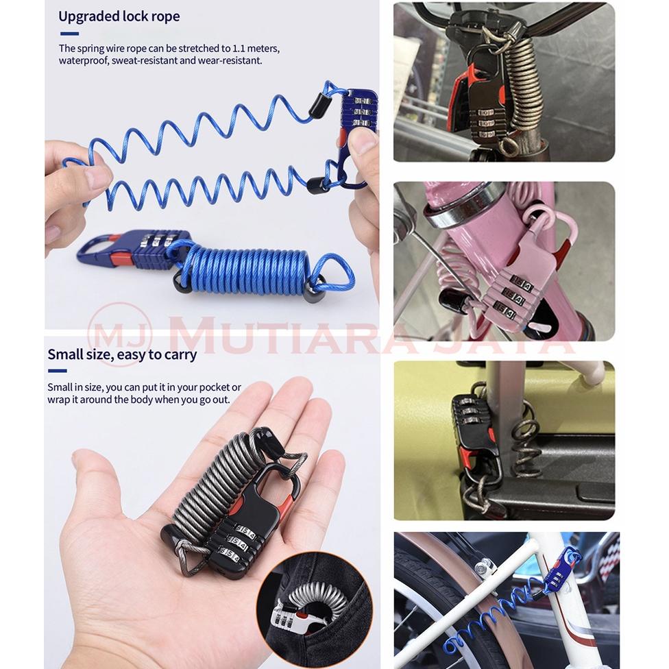 zuma - MURAH Kunci Gembok Kode Angka Tali Baja Sepeda Koper Helm Motor Anti Maling