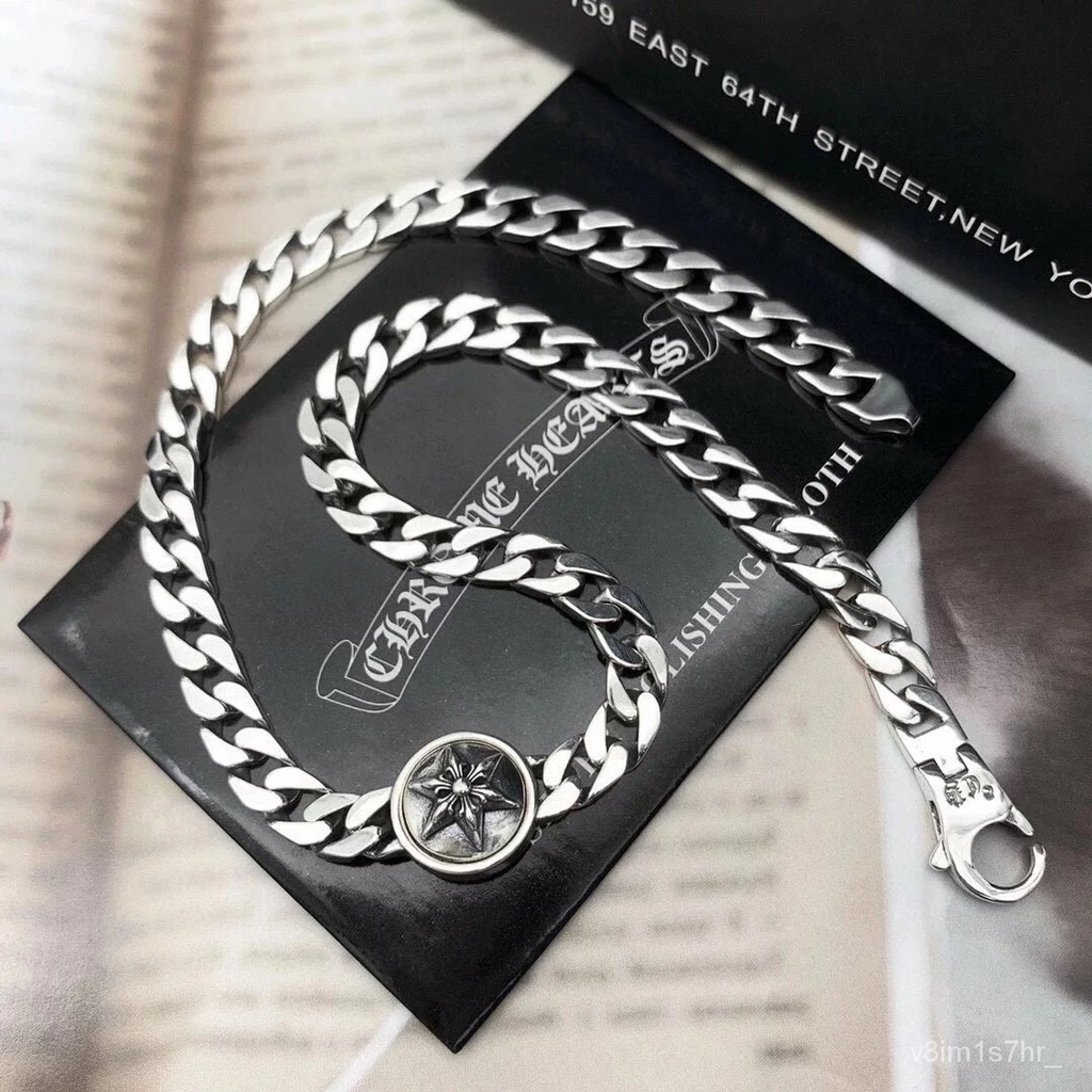 Gelang Kaki.A Chrome hearts LOKalung Kalung Pria dan Wanita, Liontin Putar Kalung Rantai Kuba，Panjan
