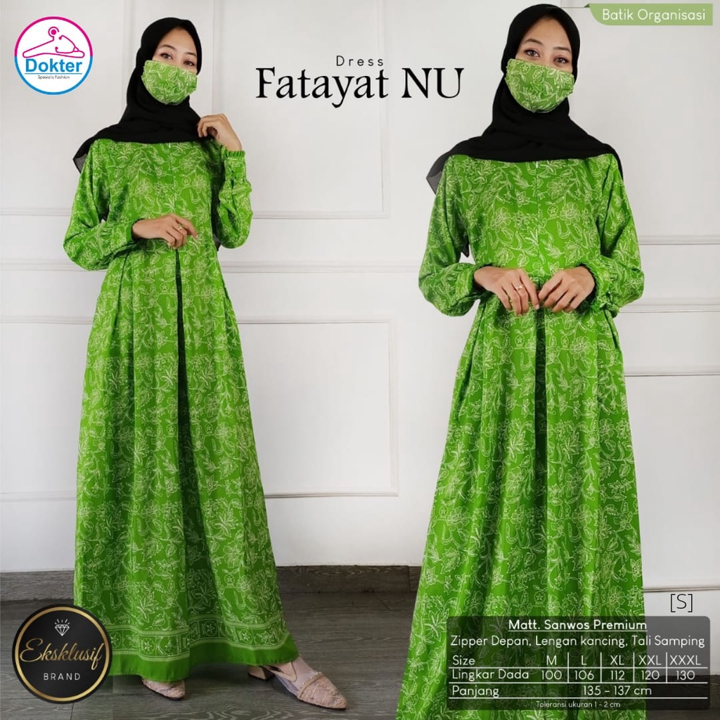 Gamis Pengaosan Muslimah NU Fatayat 2 Dress Batik Bahan Sanwos Premium