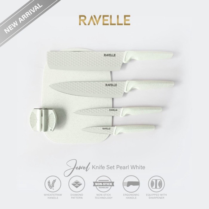 Pisau Set Ravelle - Jewel Knife Set 6in1 Ravelle - Pearl White