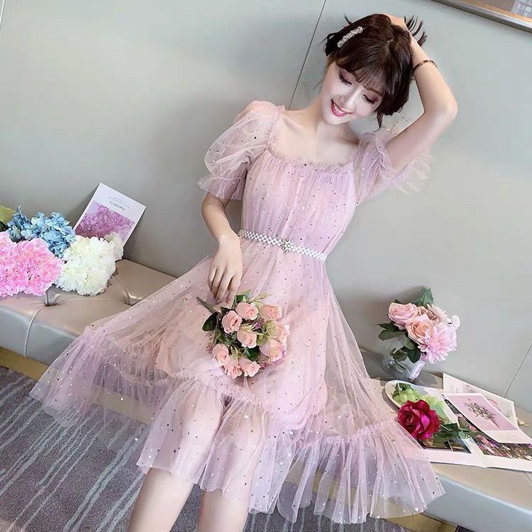 Women's Voile Sequined Chiffon Dress