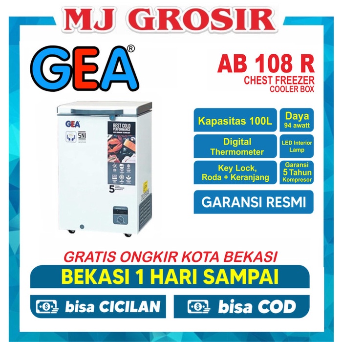 Terbaru Gea Ab 108 R Chest Freezer Box 100L Lemari Pembeku 100 Liter By Gea Promo Terlaris