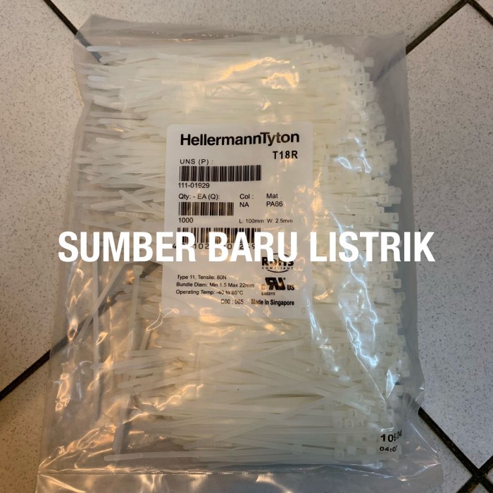 

Terbaru Kabel Ties Insulok Hellermanntyton T18R 10Cm Isi 1000Pcs Putih & Hitam Promo Terlaris
