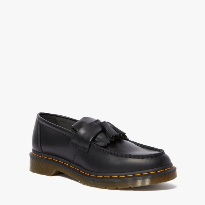 Promo Dr. Martens Adrian Yellow Stitch Leather Tassel Loafers