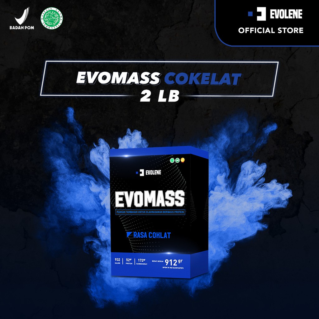 

Evolene Evomass Evo Mass Evomas Mas Coklat 912Gr/4X Serving - Ambah Massa Otot - Suplemen Fitness -